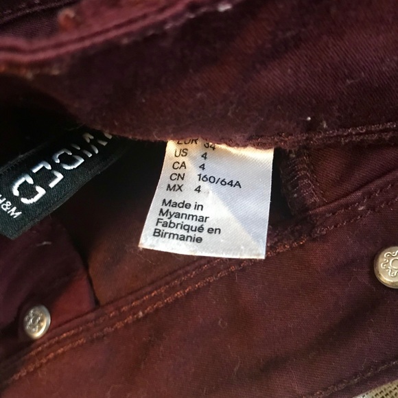 H&M Divided Burgundy Skinny Jeans - Size: 4 EUC - Picture 5 of 5